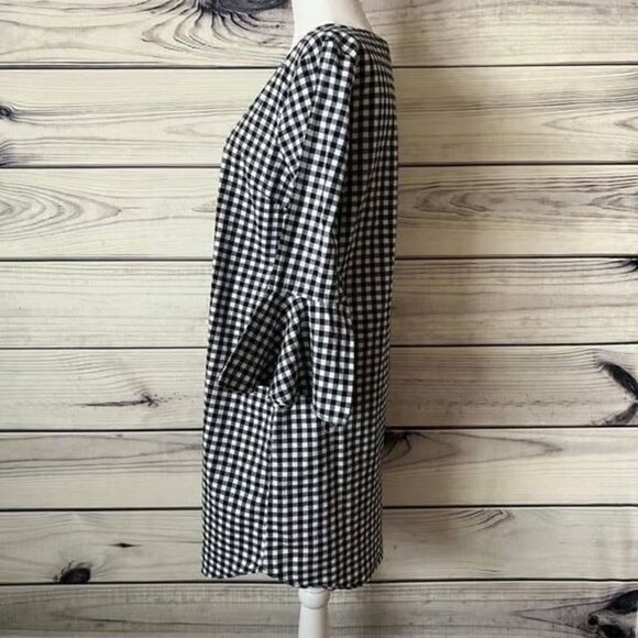 Chelsea 28 Black & White Gingham Bell Sleeve Shift Dress - Picture 4 of 5